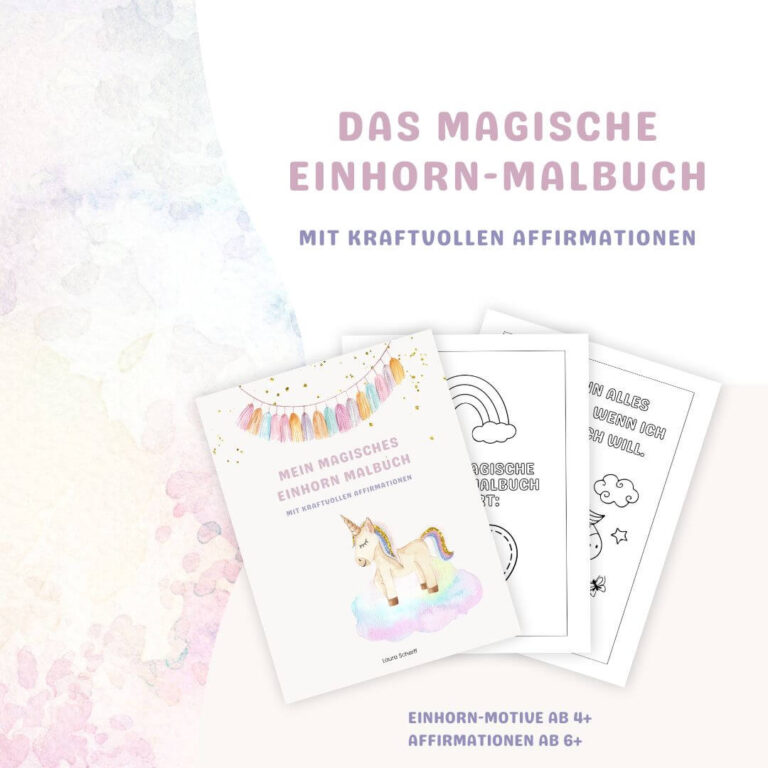 Magisches Einhorn-Malbuch mit Affirmationen für Kinder