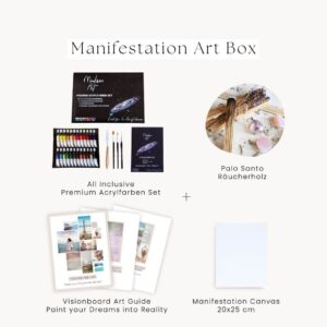 Manifestation Art Box-manifestogram - Achrylfarben Set mit Visionboard Guide